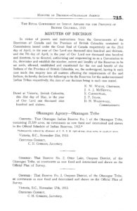 A document with the words "Minutes of Decision" along the top. It is page 215.
