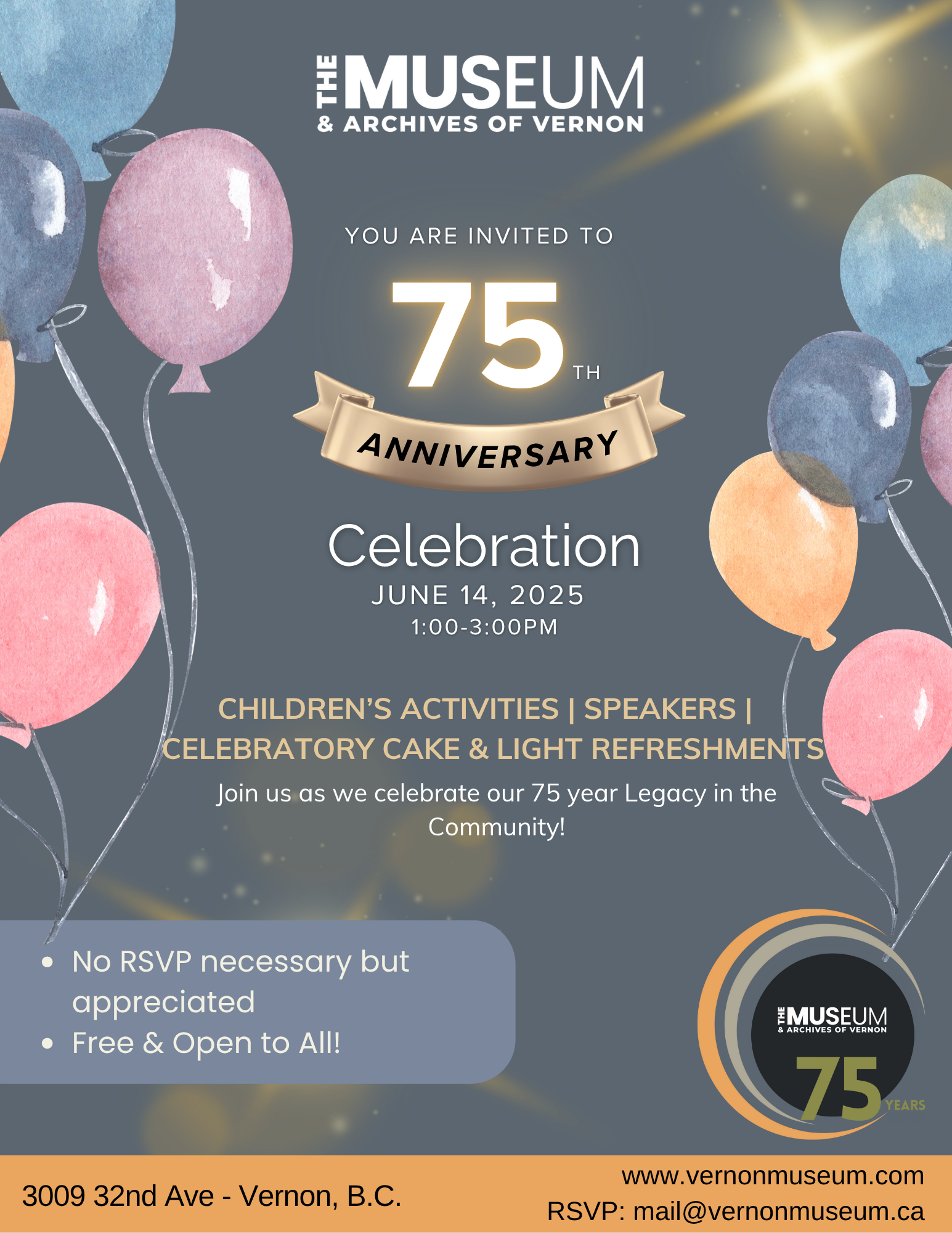 75th Anniversary Celebration! – Vernon Museum