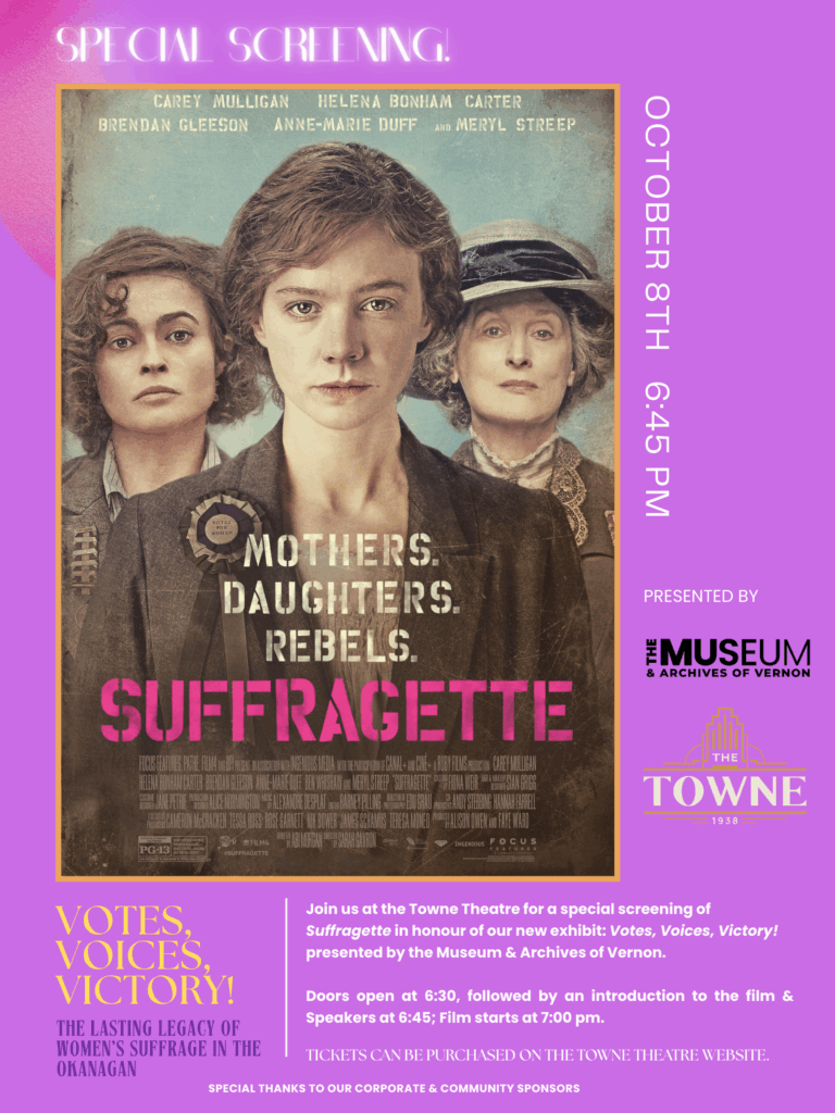 Suffrage Film Screening Vernon Towne Theater